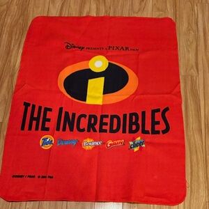 Vintage Disney Pixar The Incredibles orange throw Blanket 44” x 34”